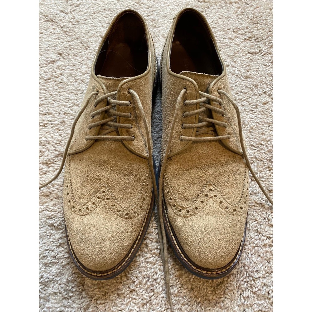 Cole Haan Shoes Men 9.5 M Leather Suede Wingtip Oxford Beige Tan SKU1